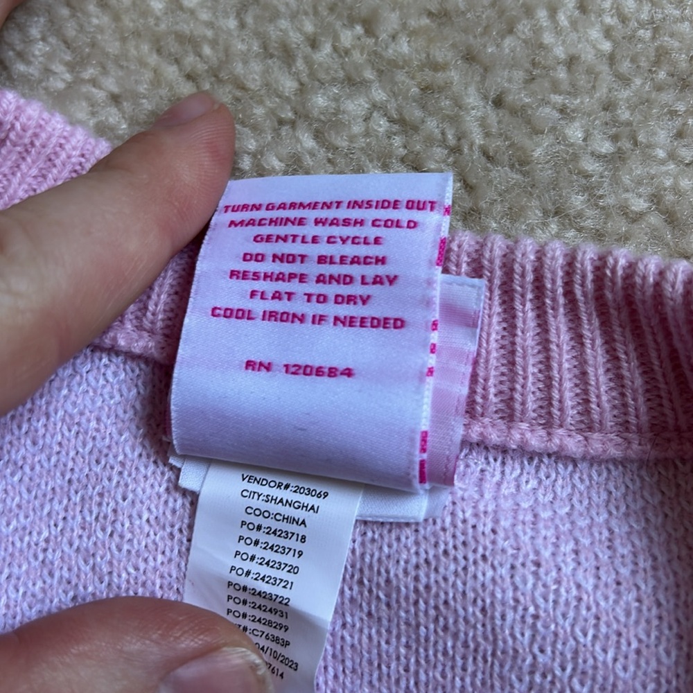 Barbie Pink and White Checkered Cardigan with Fun Embroidery - Picture 3 of 5